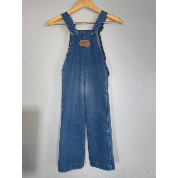 Vintage 80s Levis Denim Overalls Kids Size 6 Embroidered Horse Jean Blue Retro - Picture 4 of 8